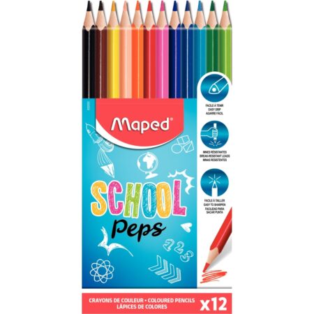 Boîte de crayons de couleurs triangulaires MAPED - x12