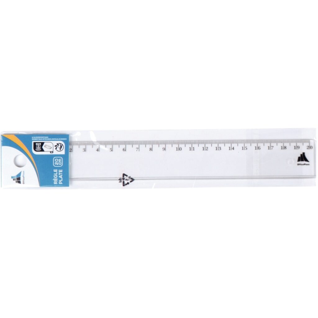 Règle plate en plastique, 20 cm
