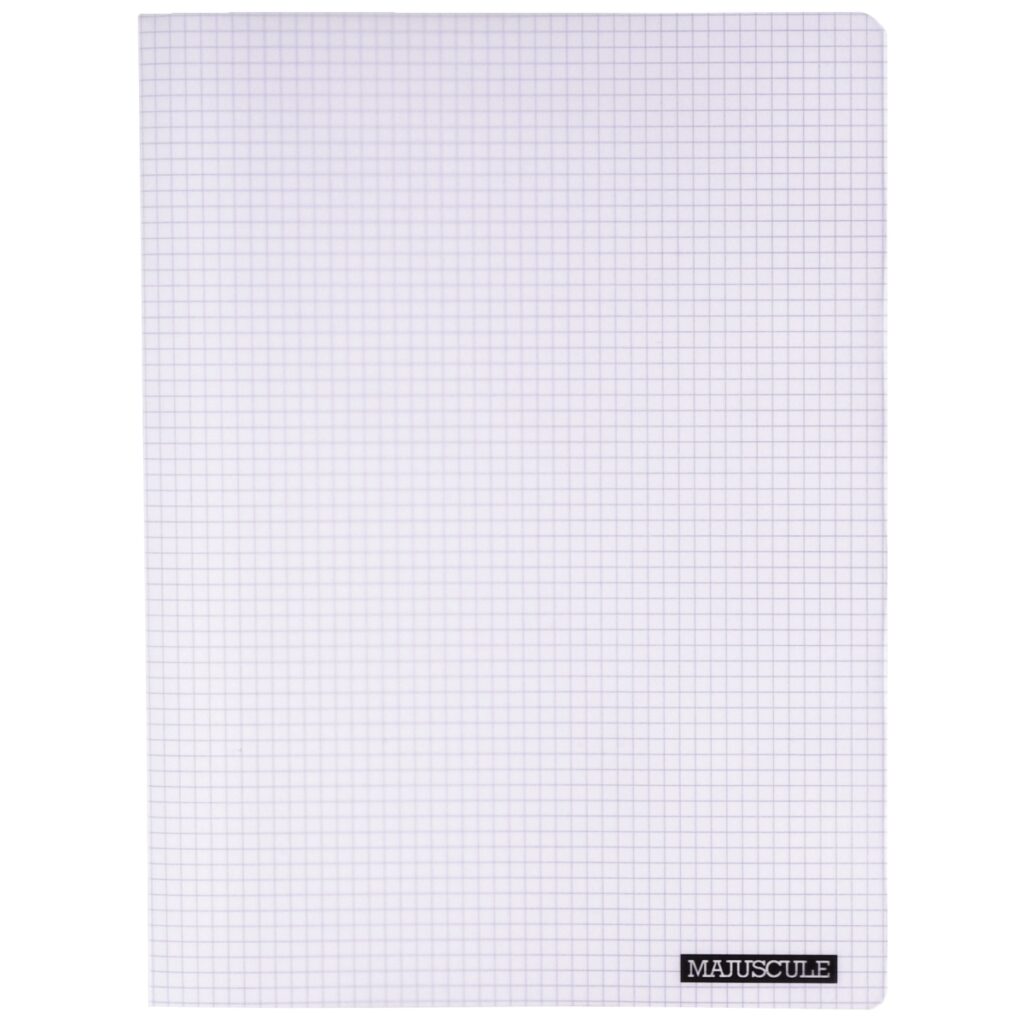 grand cahier 24*32- 48 pages- petits carreaux- couverture plastifiée transparent