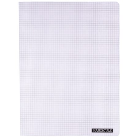 grand cahier 24*32- 48 pages- petits carreaux- couverture plastifiée transparent